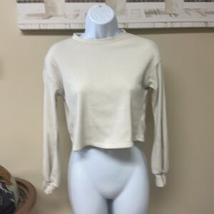 Belle Du Jour Cream Cropped Polo Sweatshirt